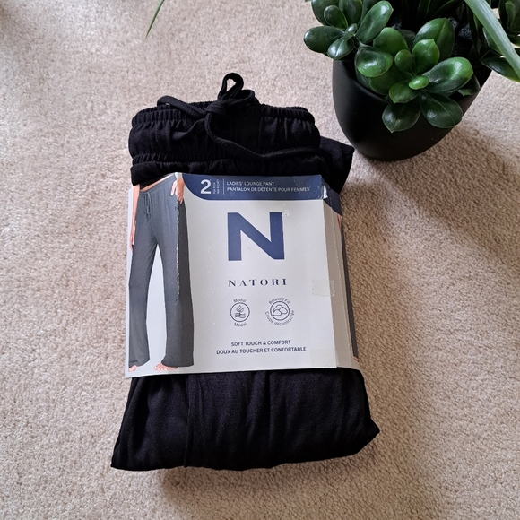 New! Natori Lounge Pants Size Small Beige Black PJ Pants Casual Neutral Relaxed - Picture 1 of 12